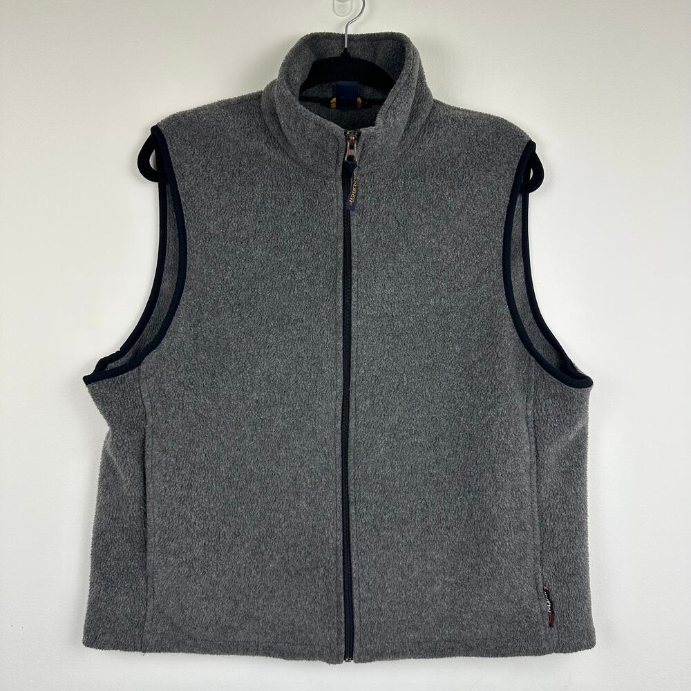 Woolrich Mens Full-Zip Fleece Pockets Polartec Outdoor Casual Light Grey Vest